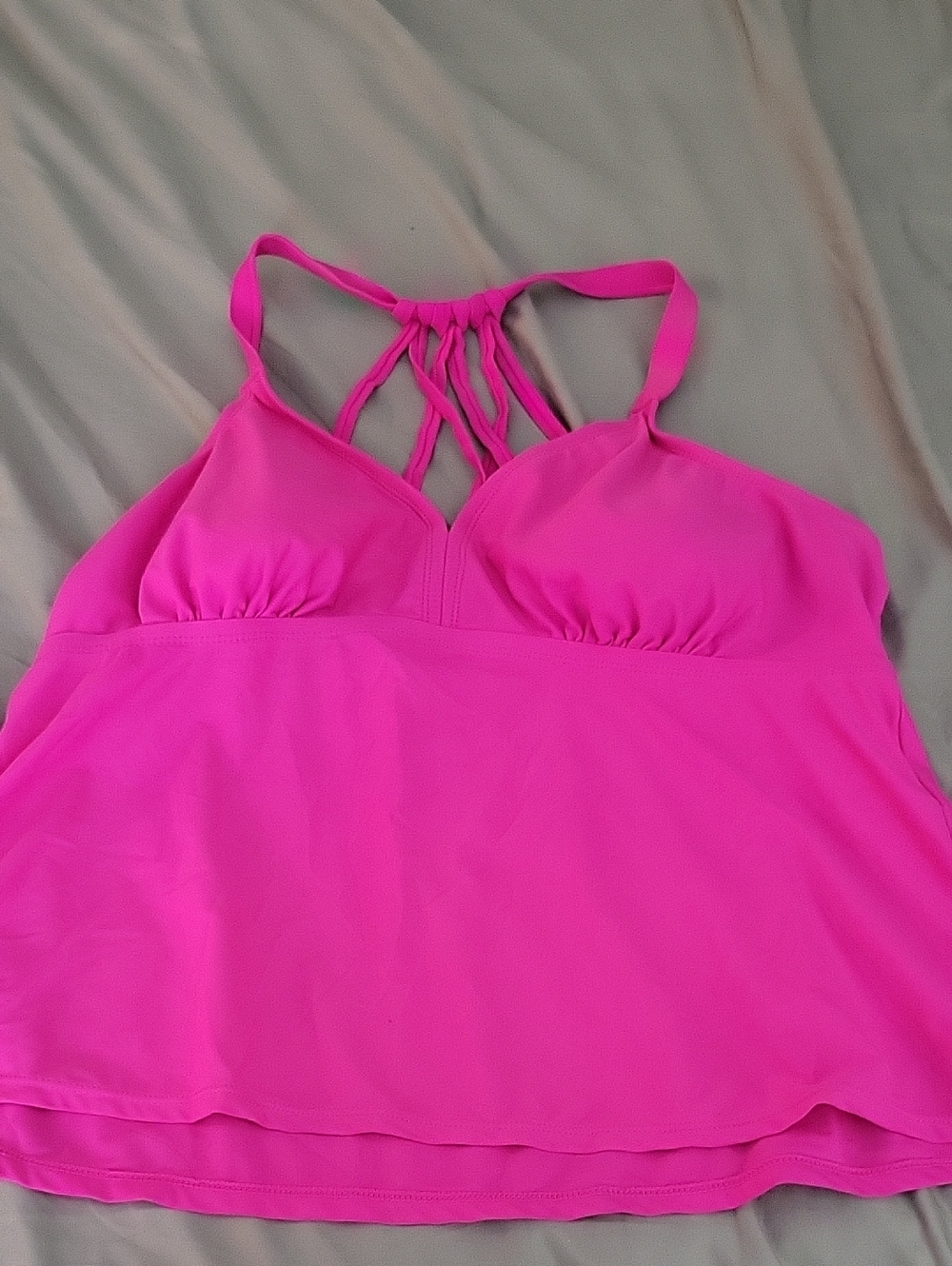 Time and Tru Hot Pink Strappy Back Swim Top